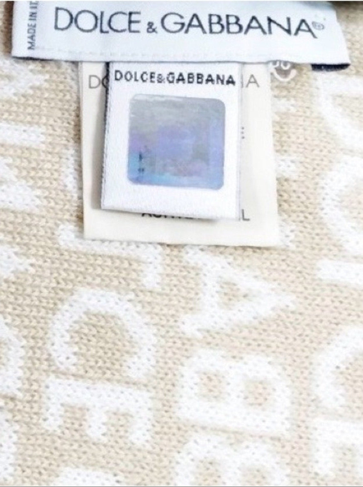 Dolce & Gabbana Cream and Tan Logo Reversible Scarf