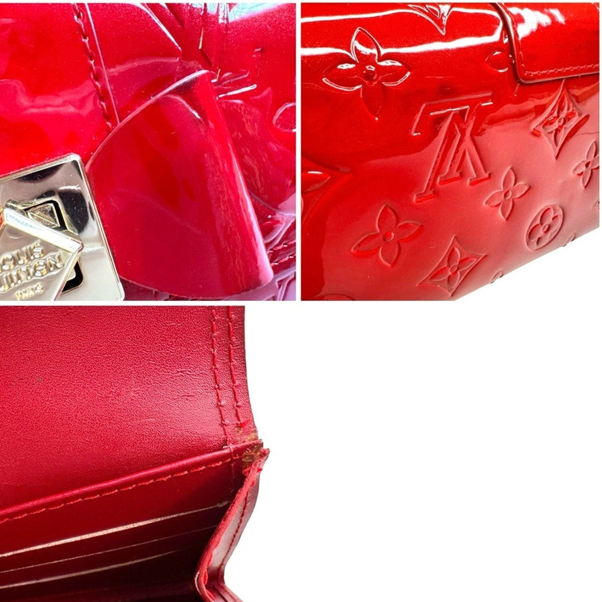 Louis Vuitton Red Vernis Sarah Noeud Wallet