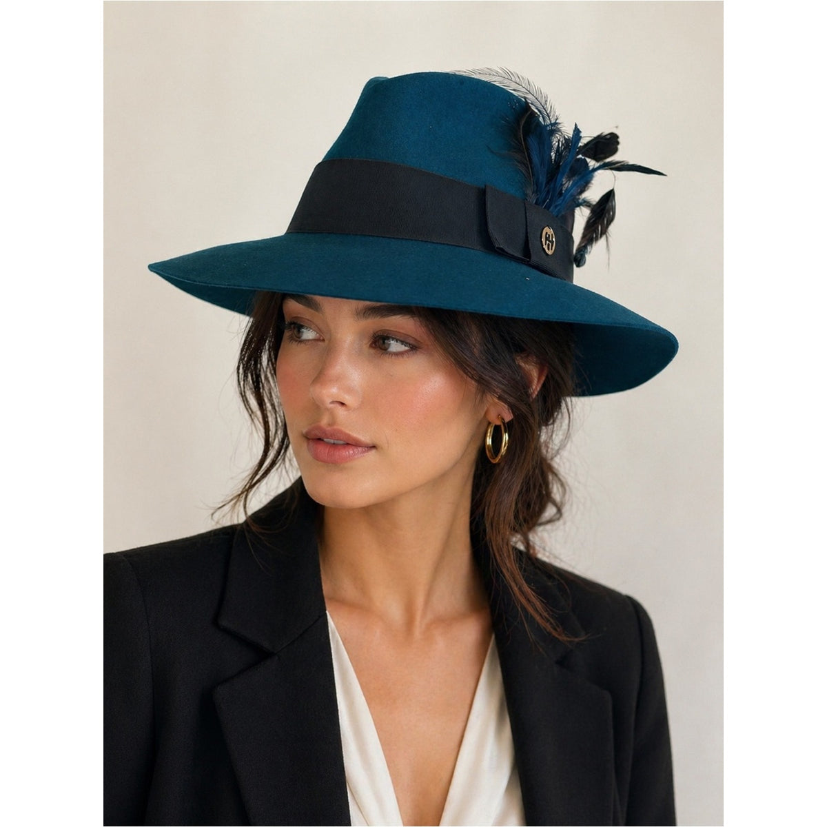 Gucci Teal Wide-Brim Fedora Hat - Size Small
