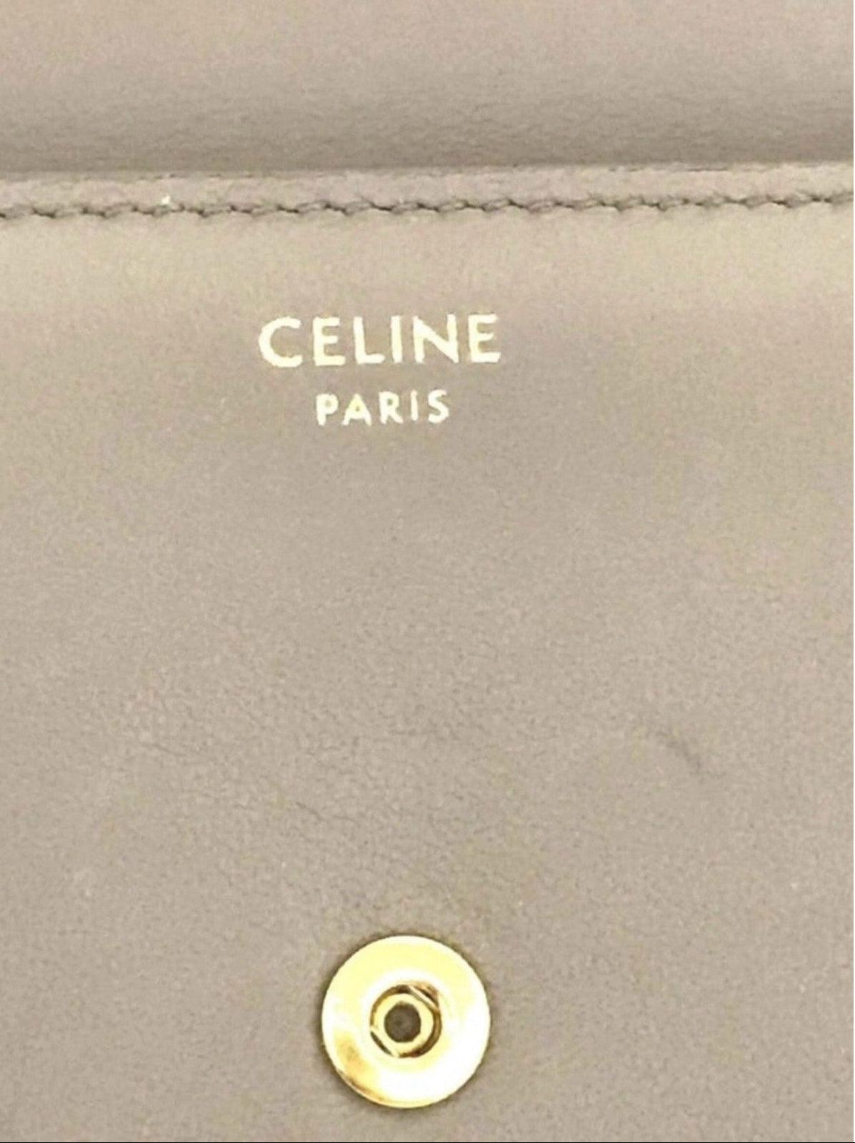 Celine Grey/Brown Leather Small Triomphe Wallet