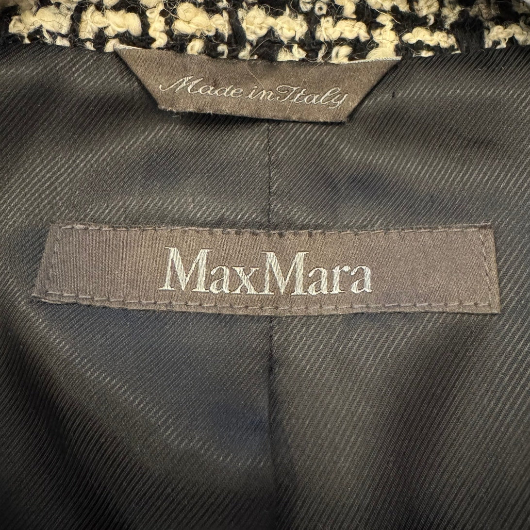 Max Mara Black and White Tweed Jacket with Sequin - US 8