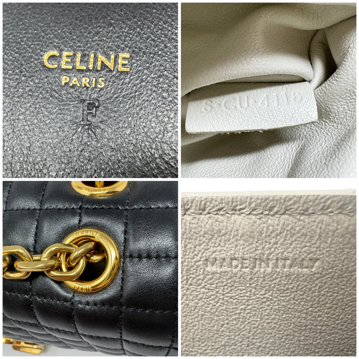 Celine Medium Quilted Leather C Bag Black & White