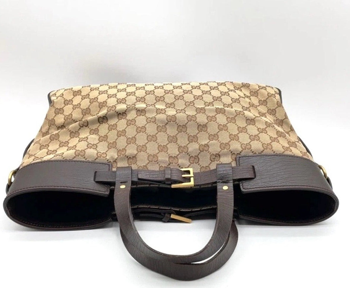 Gucci Brown GG Canvas and Leather Horizontal Belt Tote