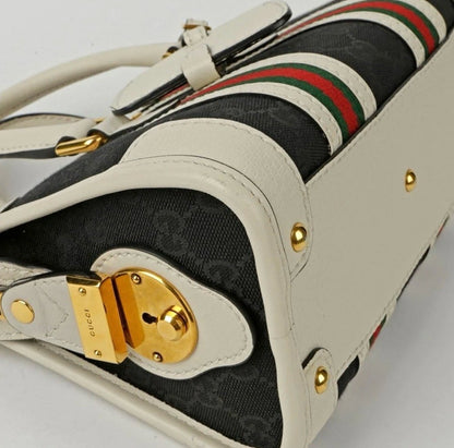 Gucci Bauletto Black and White Mini Top Handle Bag