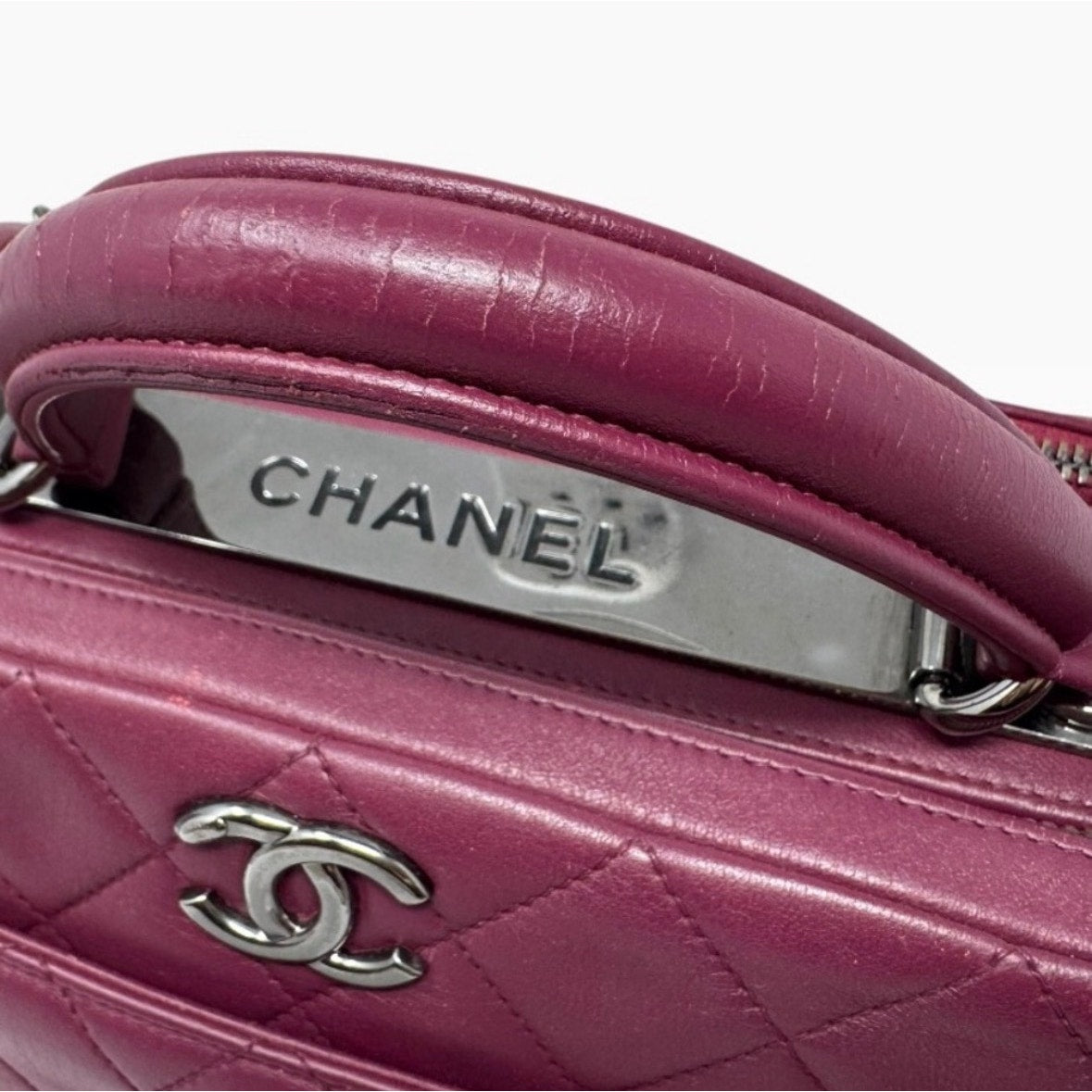 Chanel Burgundy Quilted Leather Medium Trendy Top Handle Bowling Bag