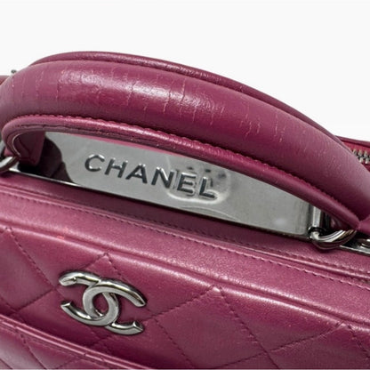 Chanel Burgundy Quilted Leather Medium Trendy Top Handle Bowling Bag