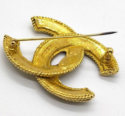 Chanel Gold-Plated CC Logo Brooch