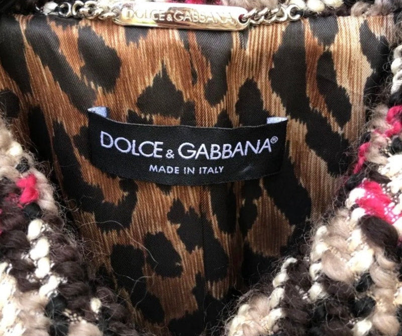 Dolce & Gabbana Black, Brown, Cream & Pink Plaid Coat - US 4