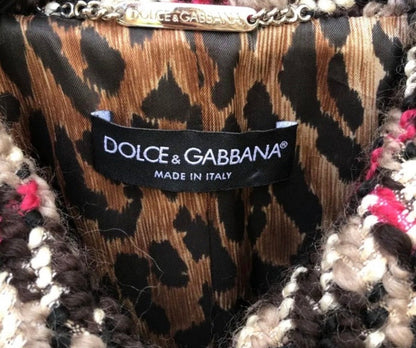 Dolce & Gabbana Black, Brown, Cream & Pink Plaid Coat - US 4