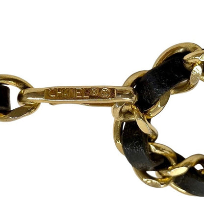 Chanel Black Leather and Gold CC Medallion Chain Belt