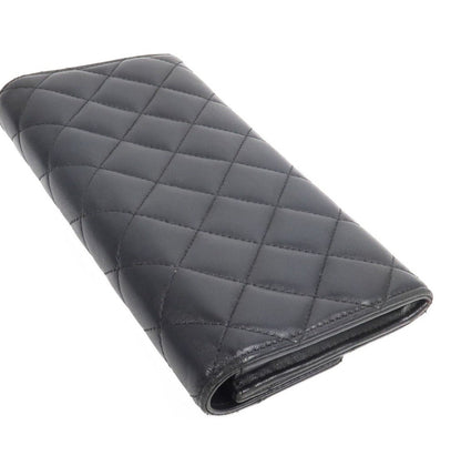 Chanel Black Quilted Lambskin Leather Flap Wallet