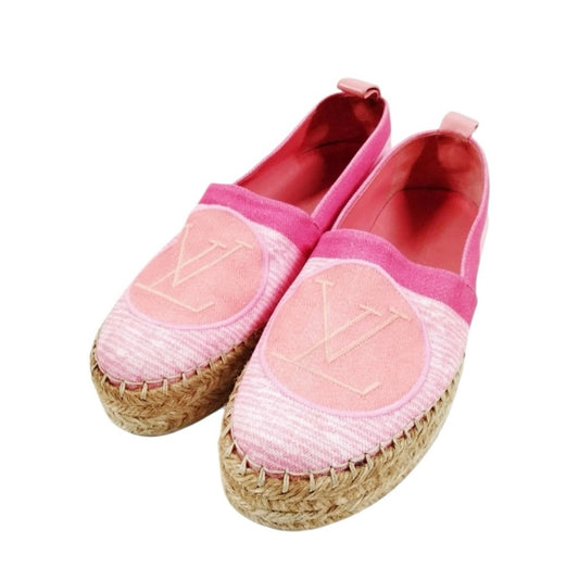 Louis Vuitton Pink Denim Shore Postcard Espadrilles - Size 36