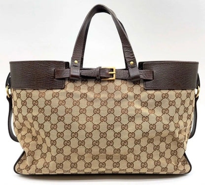 Gucci Brown GG Canvas and Leather Horizontal Belt Tote