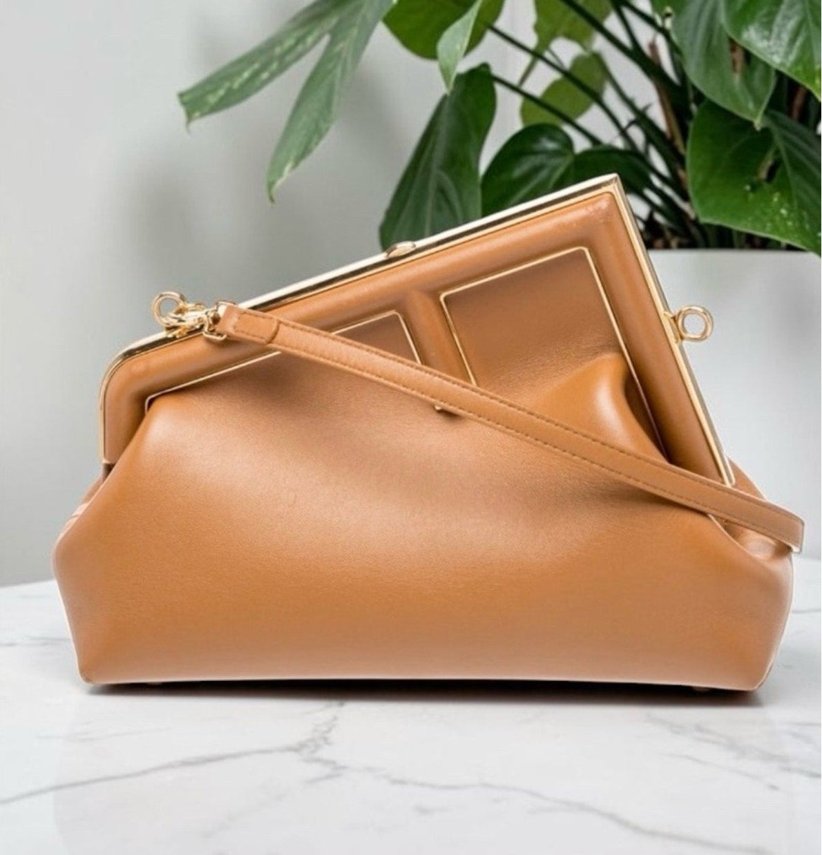 Fendi Light Brown Leather Fendi First Bag - Small