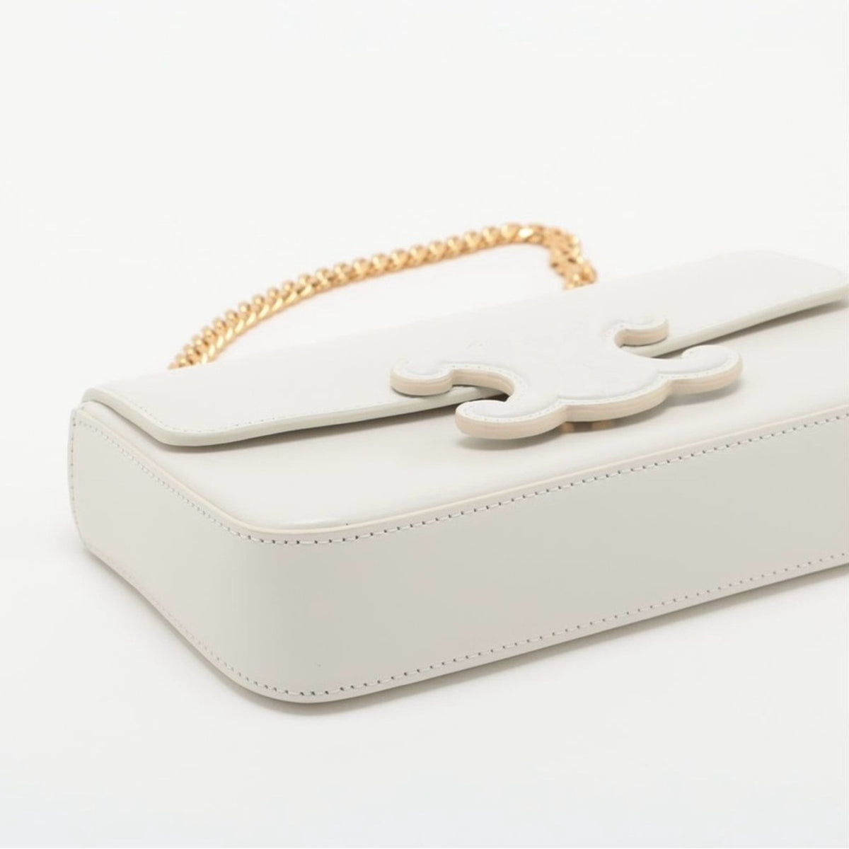Celine White Leather Triomphe Chain Shoulder Bag NWT