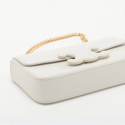 Celine White Leather Triomphe Chain Shoulder Bag NWT