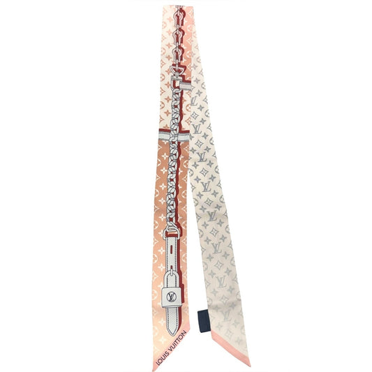 Louis Vuitton Pink, White, & Grey Silk Ultimate Monogram Bandeau BB Twilly