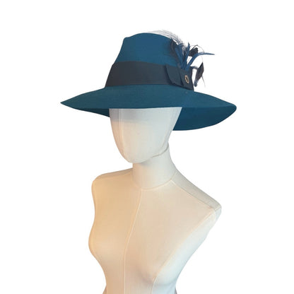 Gucci Teal Wide-Brim Fedora Hat - Size Small