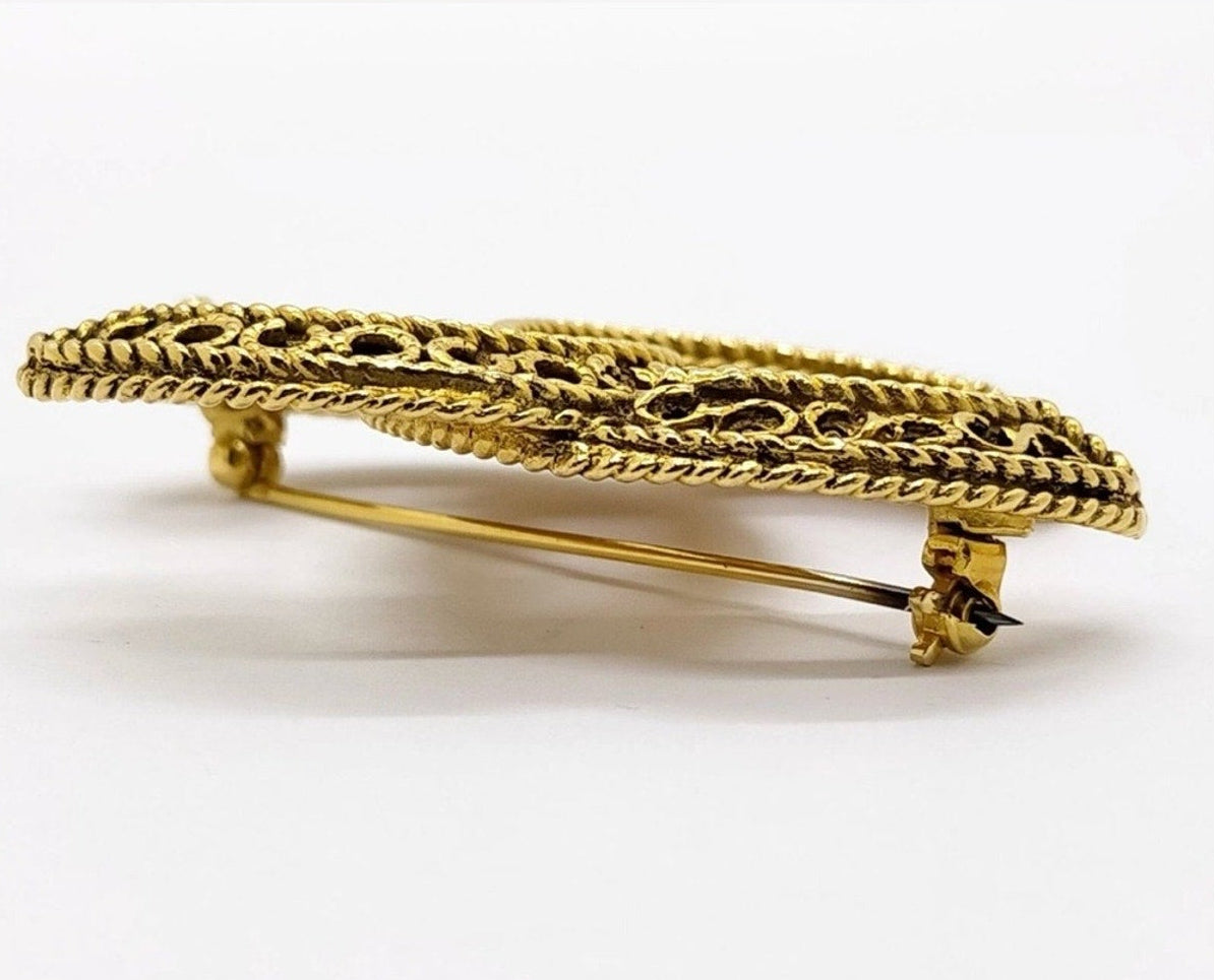 Chanel Gold-Plated CC Logo Brooch