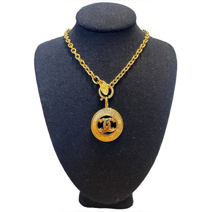 Chanel Gold-Plated Coco Mark Circular Pendant Necklace