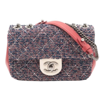 Chanel Tweed Quilted Mini Flap Bag - Red, Blue, White