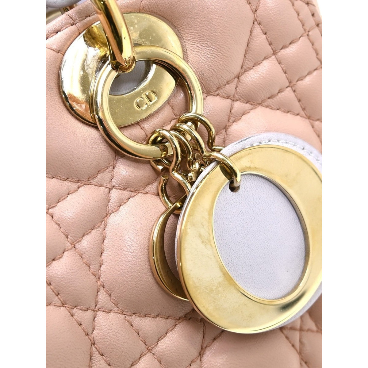 Christian Dior Leather Tricolor Medium Cannage Quilted Lady Dior Handbag