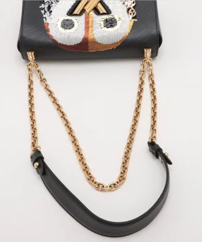 Louis Vuitton Black Epi Leather Sequin Owl Twist Shoulder Bag MM
