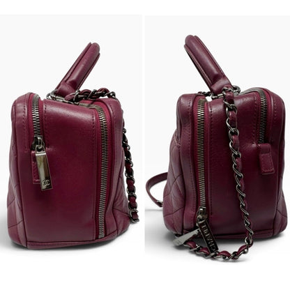 Chanel Burgundy Quilted Leather Medium Trendy Top Handle Bowling Bag