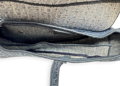 Christian Dior Denim Blue Oblique Embroidered Saddle Bag
