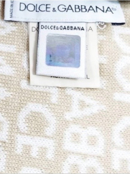 Dolce & Gabbana Cream and Tan Logo Reversible Scarf