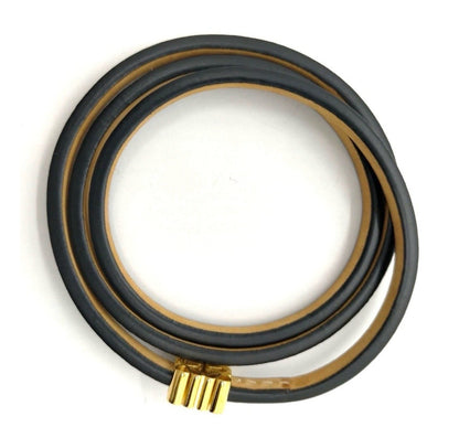 Loewe White Leather and Gold Anagram Twist Bangle Bracelet