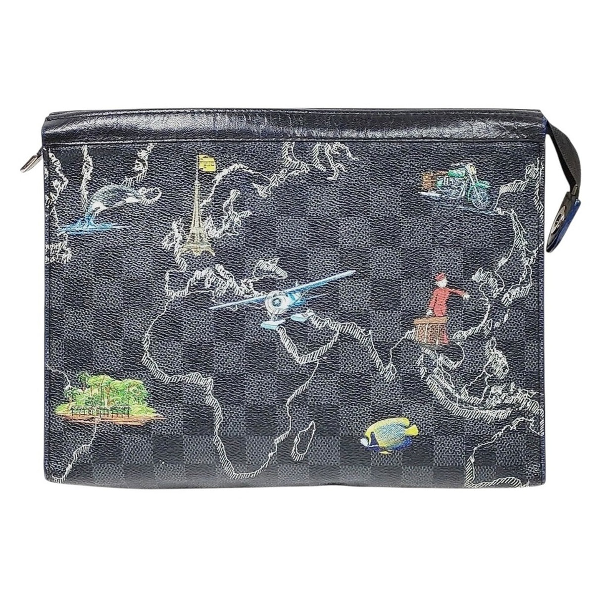 Louis Vuitton Damier Graphite Pochette Voyage Limited Edition Renaissance Map