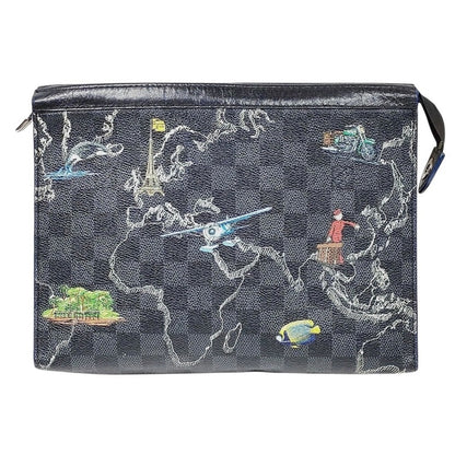 Louis Vuitton Damier Graphite Pochette Voyage Limited Edition Renaissance Map
