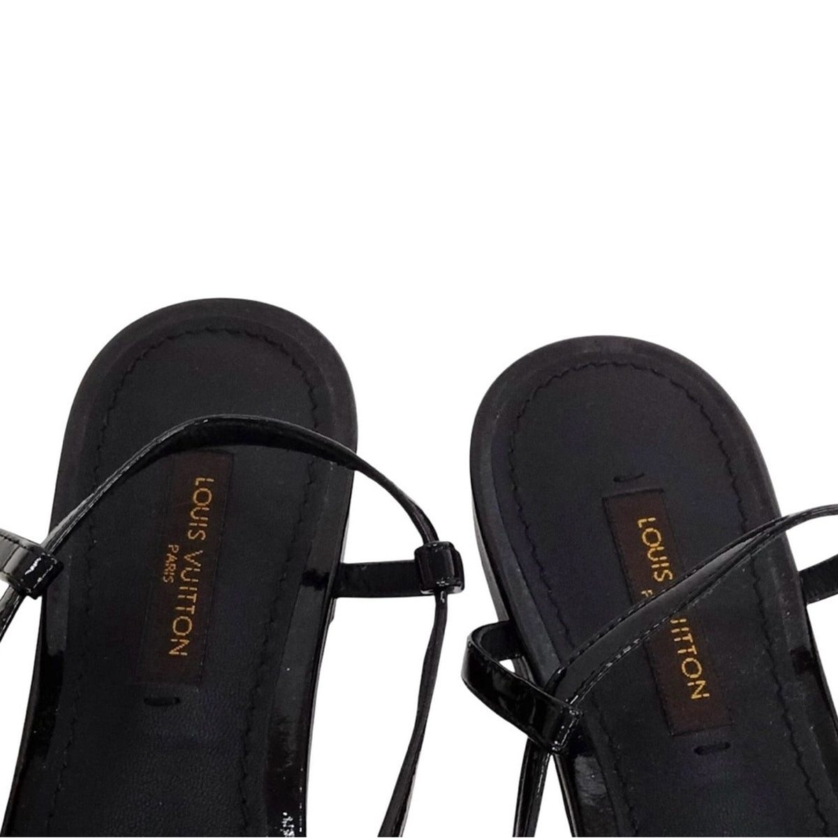 Louis Vuitton Black Patent Leather Flower Sling-Back Sandals - Size 35