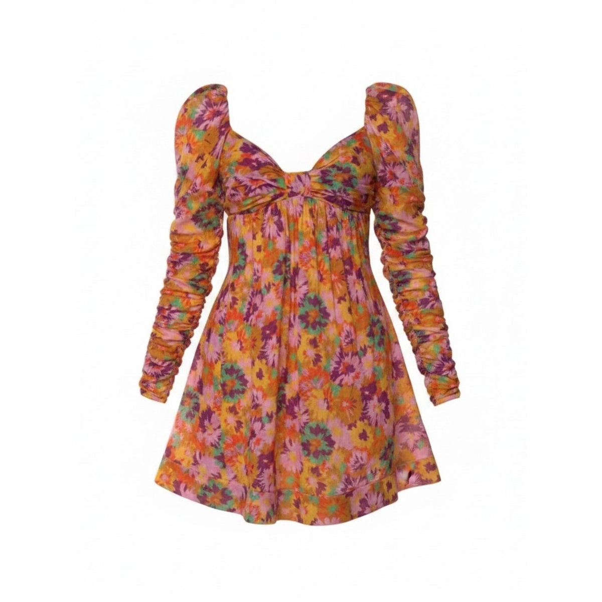 Zimmermann Multicolor Floral Violet Twist Front Mini Dress - US 8