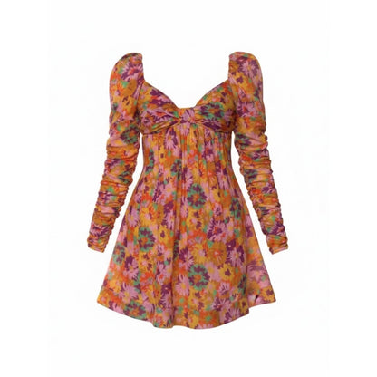 Zimmermann Multicolor Floral Violet Twist Front Mini Dress - US 8