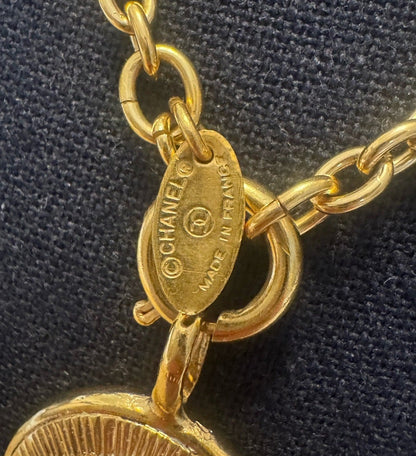 Chanel Gold-Plated Coco Mark Circular Pendant Necklace