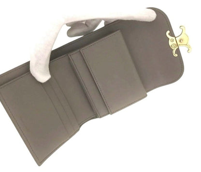 Celine Grey/Brown Leather Small Triomphe Wallet