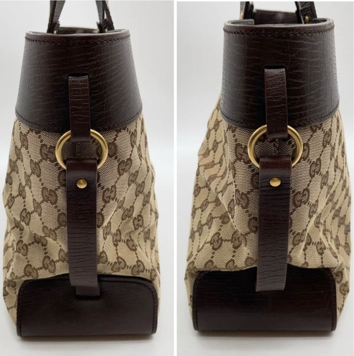 Gucci Brown GG Canvas and Leather Horizontal Belt Tote
