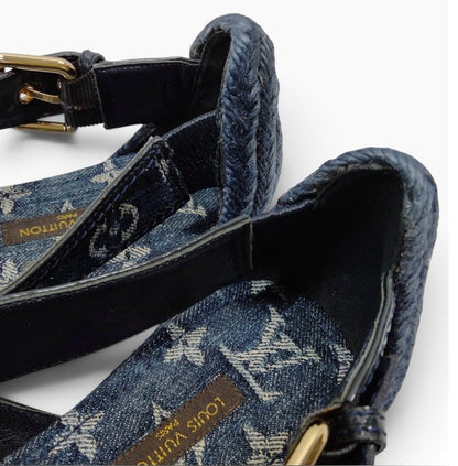 Louis Vuitton Monogram Denim Sandals — Size 36.5