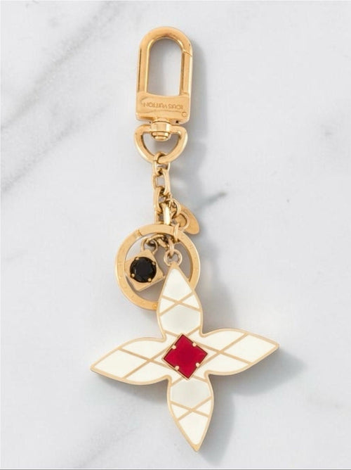 Louis Vuitton Malletage Flower Bag Charm Key Ring
