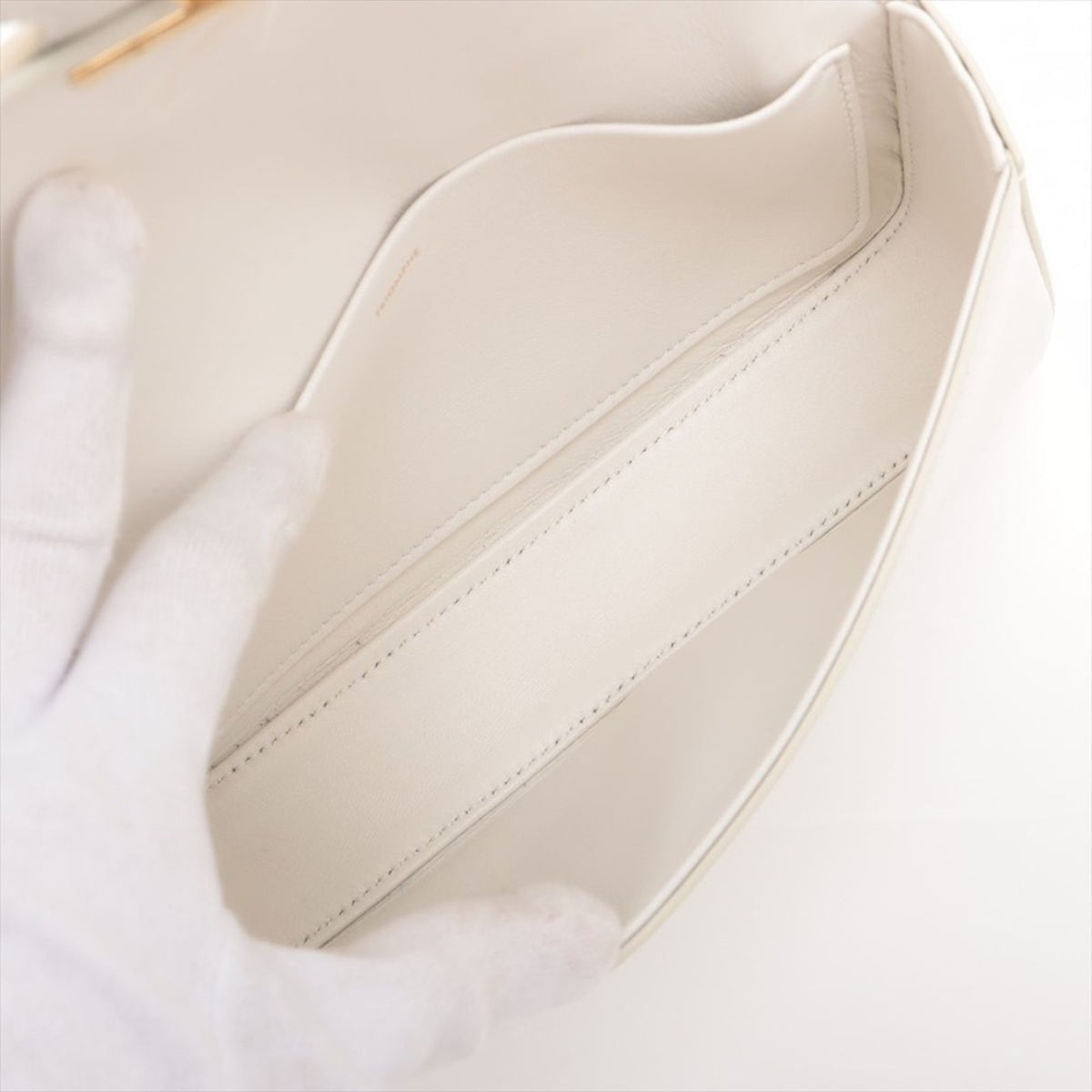 Celine White Leather Triomphe Chain Shoulder Bag NWT