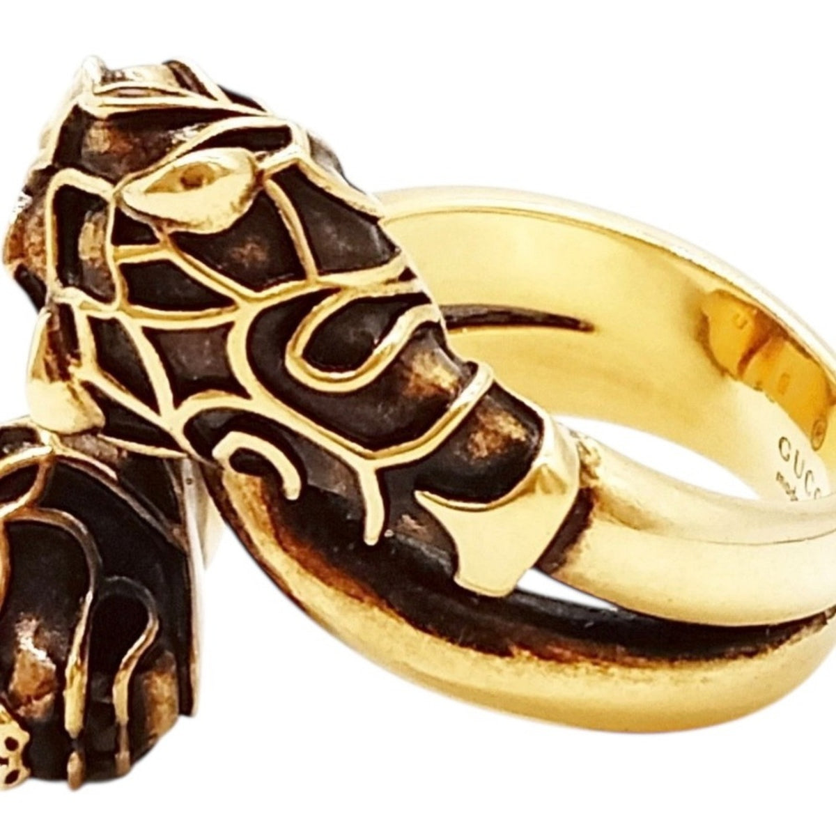 Gucci Gold Double Tiger Head Ring - Size 6