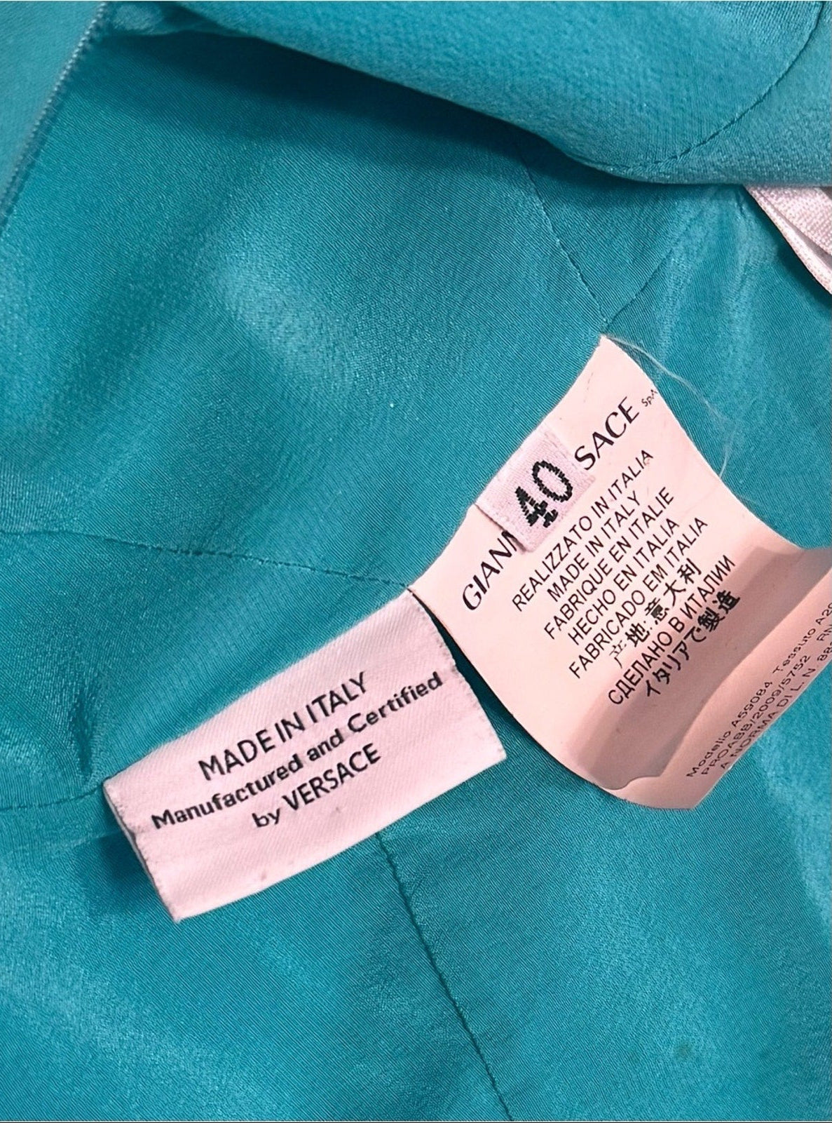 Versace Teal Laser-Cut Mini Dress - US 4
