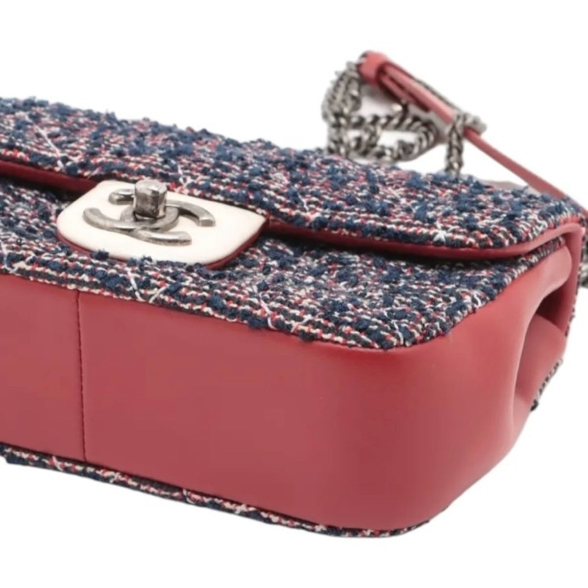Chanel Tweed Quilted Mini Flap Bag - Red, Blue, White