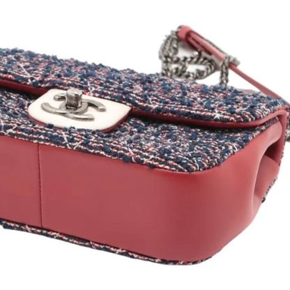 Chanel Tweed Quilted Mini Flap Bag - Red, Blue, White