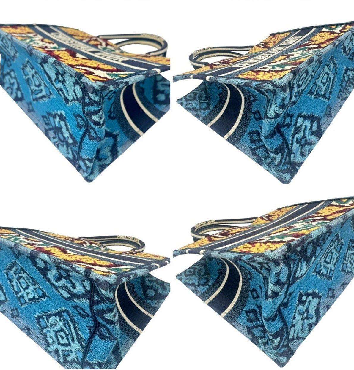 Christian Dior Medium Canvas Embroidered Paisley Book Tote, Blue Multicolor