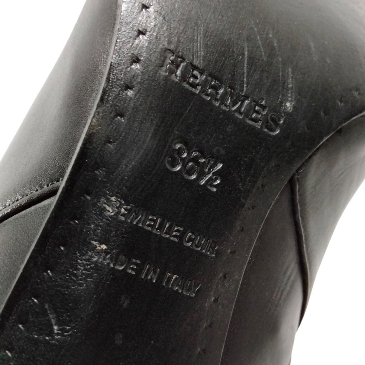 Hermes Black Leather Knee-High Boots - Size 36.5
