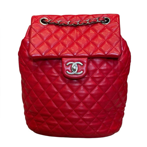 Chanel Red Quilted Lambskin Leather Urban Spirit Backpack Small