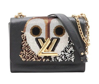 Louis Vuitton Black Epi Leather Sequin Owl Twist Shoulder Bag MM